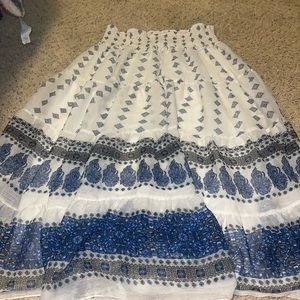 Blue and White Boho Skirt